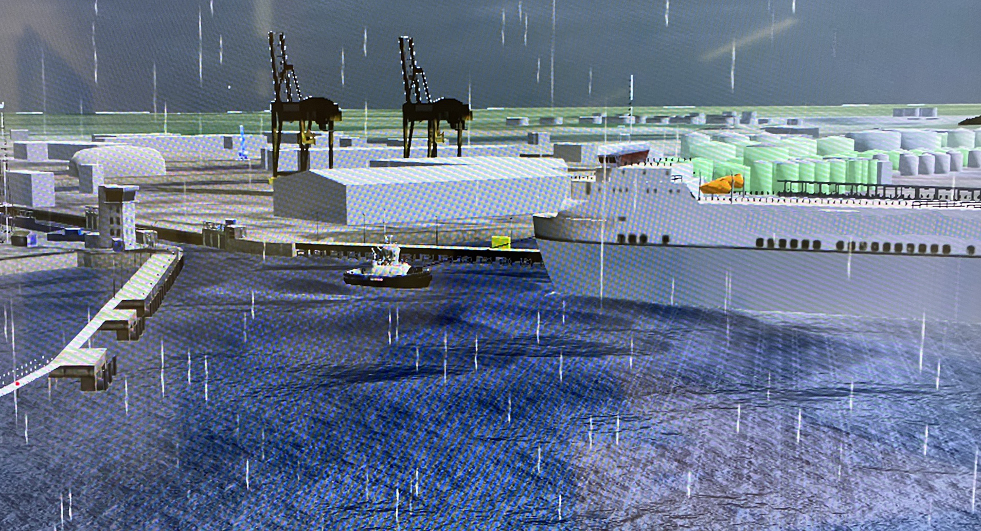 Simulated port operation in adverse weather